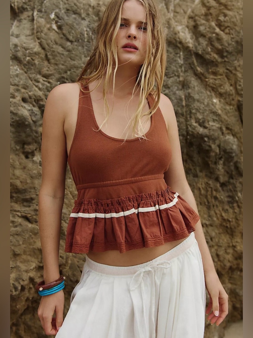 NWT FREE PEOPLE FREE EST TOO CUTE TANK TOP HONEY TOPAZ